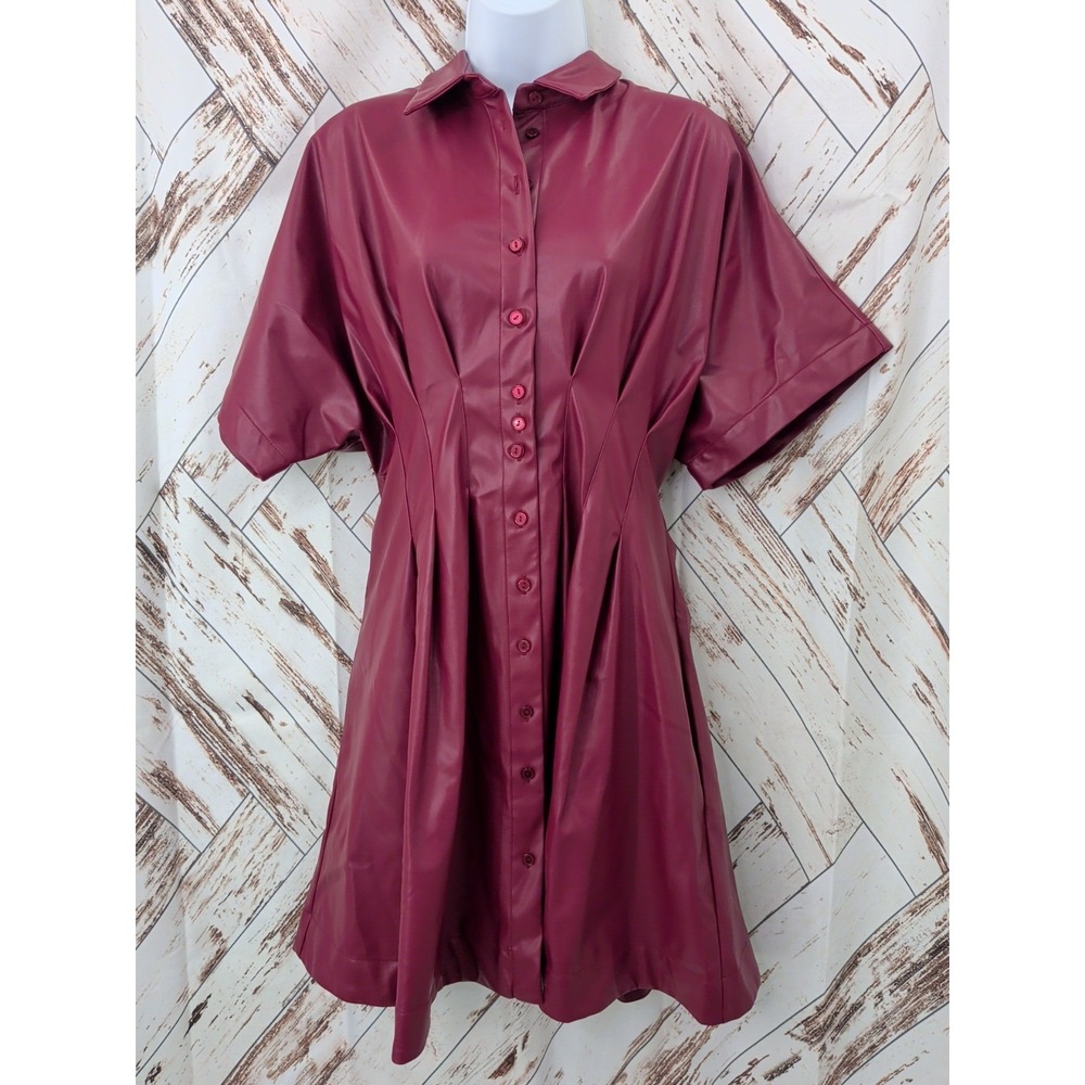 Anthropologie x Exquise The Tobie Faux Leather Mini Shirt Dress - Picture 3 of 11
